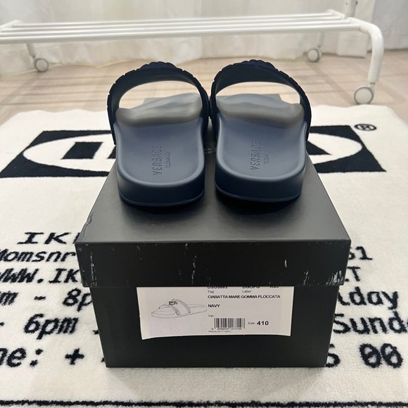Versace Medusa Head Logo Nubuck Suede Navy Pool Slides - Picture 7 of 11